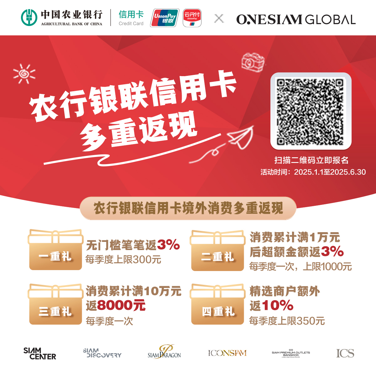 农行银联信用卡多重返现